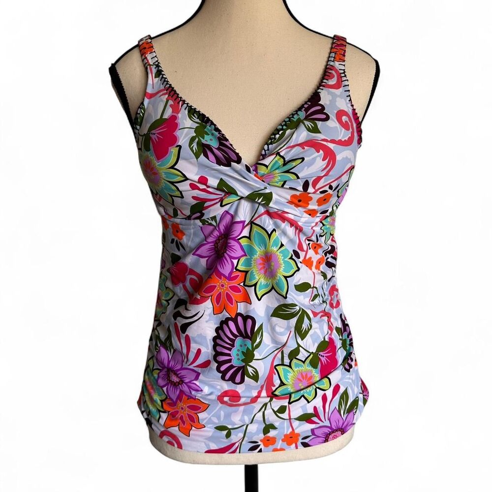 Anne Cole Women's colorful floral print swim tank, size 38B/38C/Large